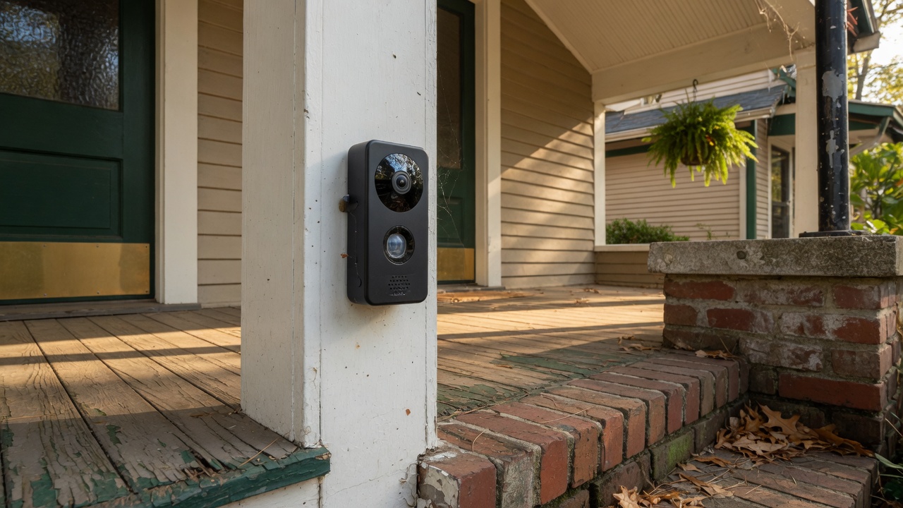 Video doorbell on an Atlanta porch